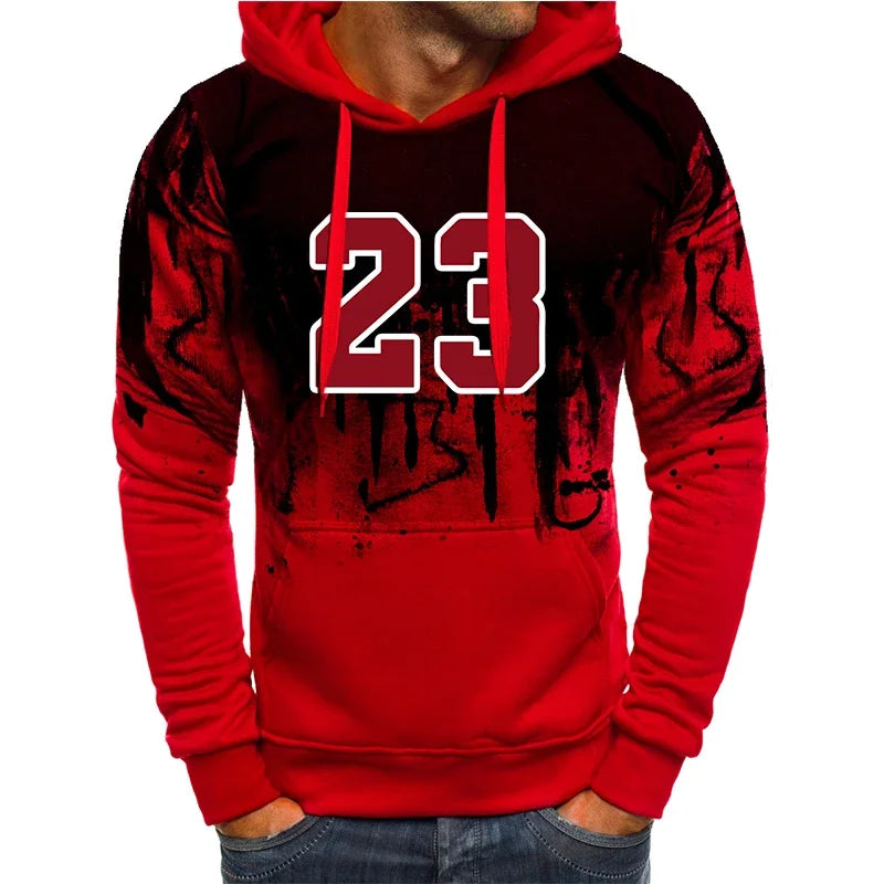 Red hoodie with number 23 on a white background