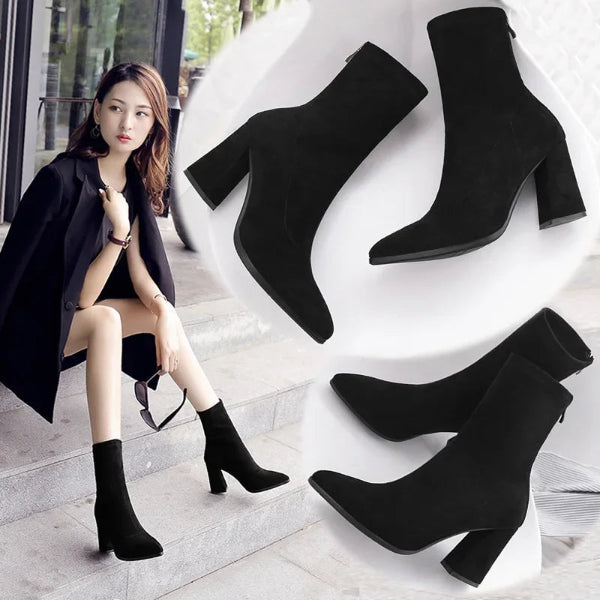 High Heel Sock Chelsea Boots Women  - 1