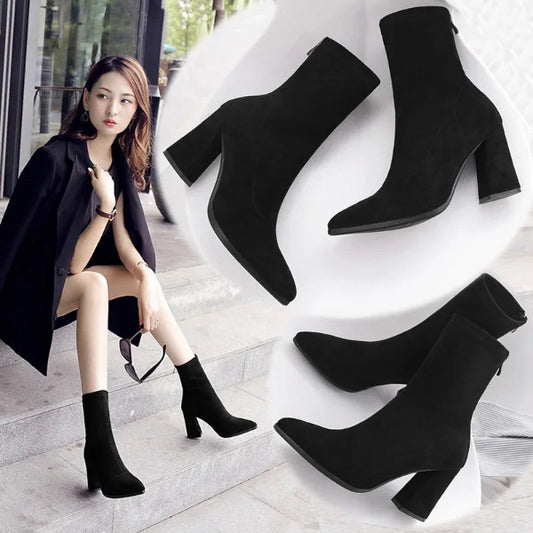 High Heel Sock Chelsea Boots Women  - 1