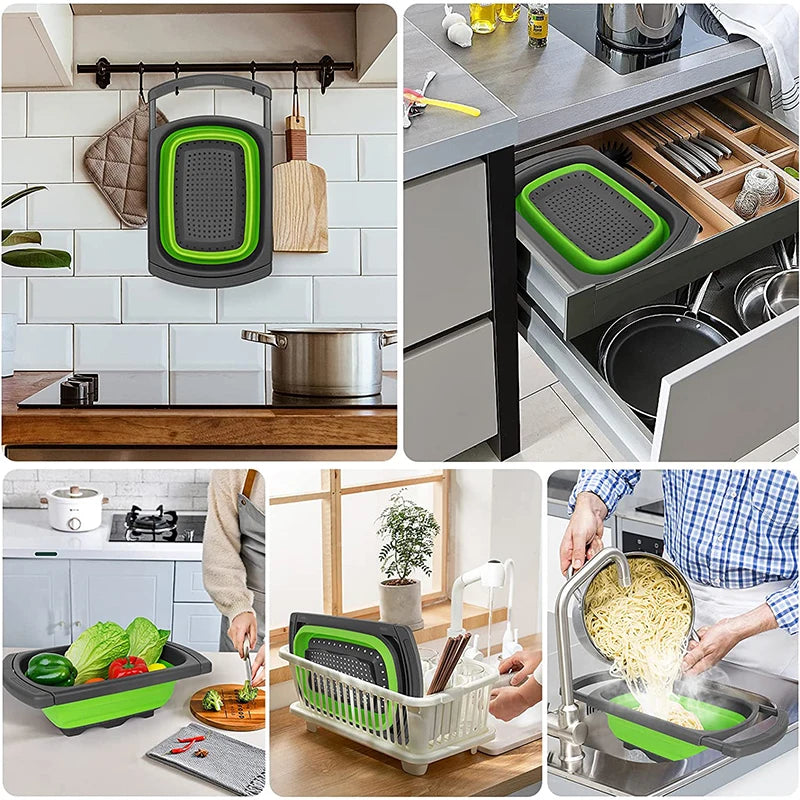 Collapsible Colander with Extendable Handles for Strainer Over The Sink
