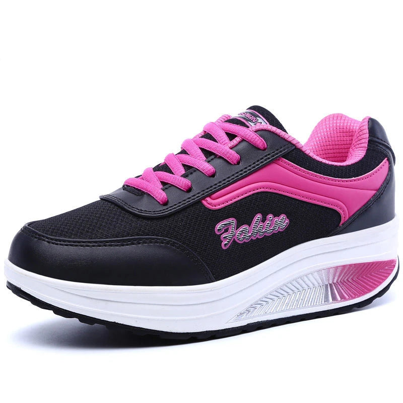Women Sneakers Fashion Vulcanized Shoes - pink black
