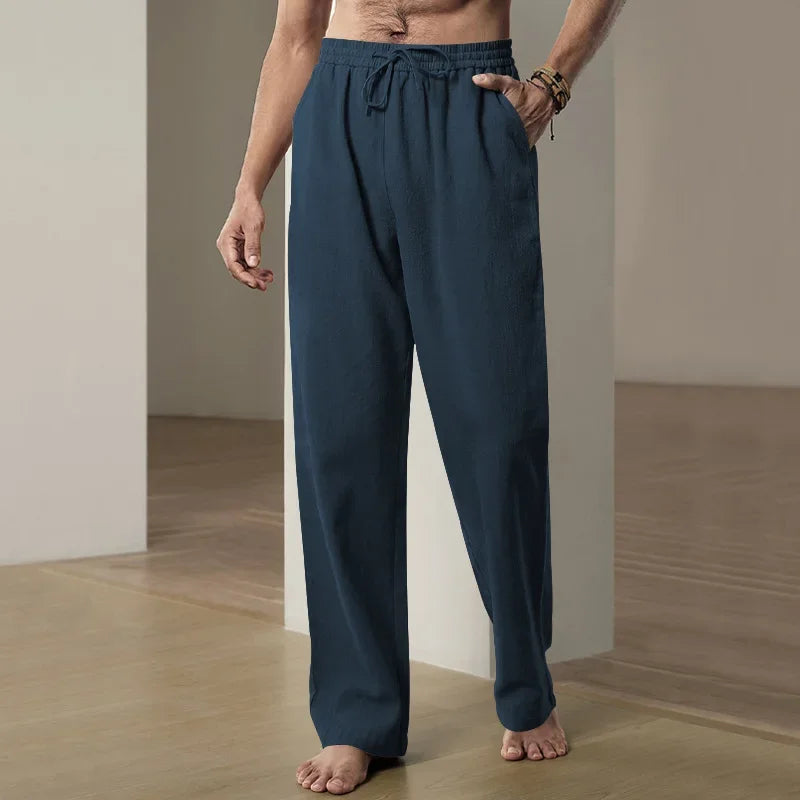 Men's Wide Pants Cotton Lightweight - navy 2