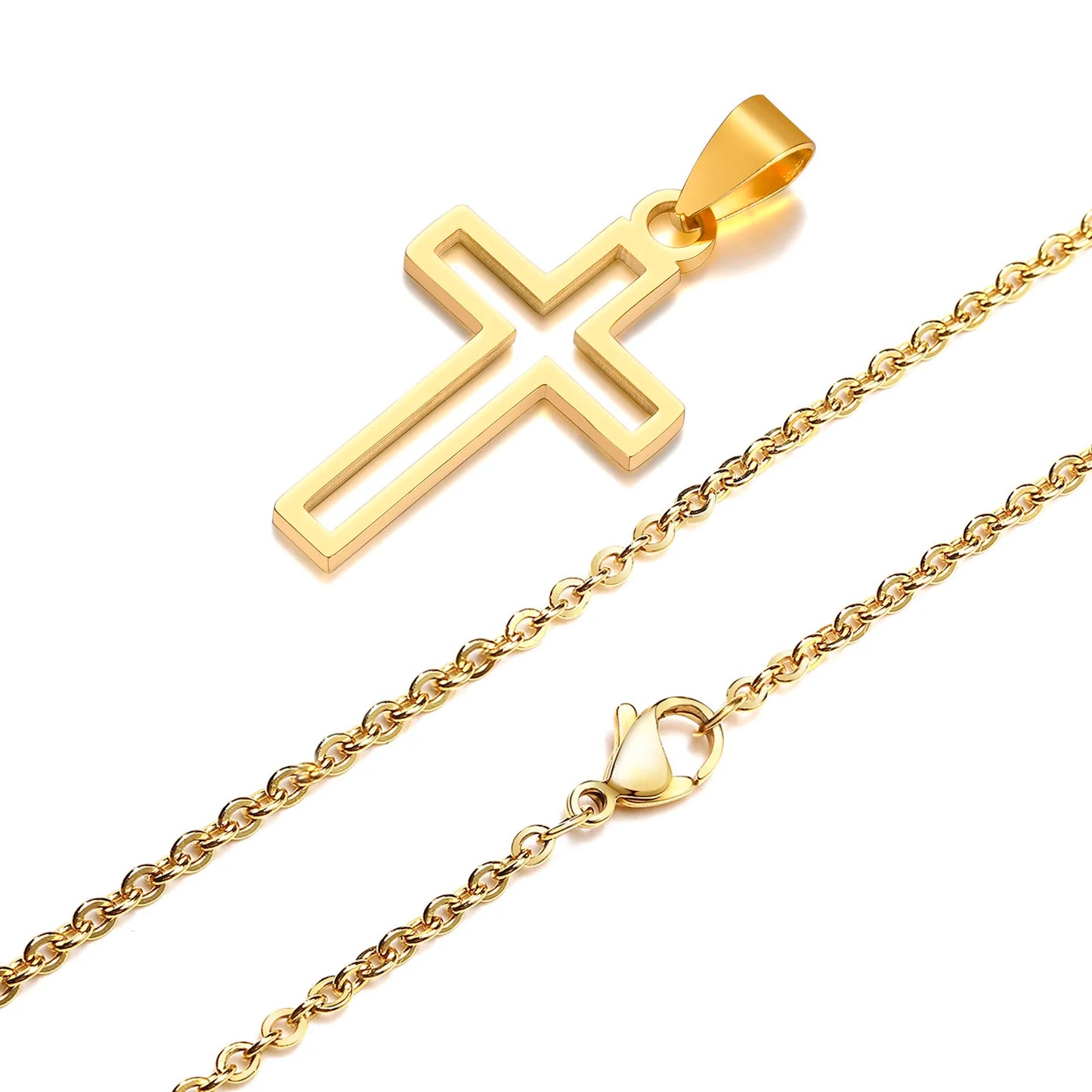 Mens Cutout Cross Necklaces. - gold 07