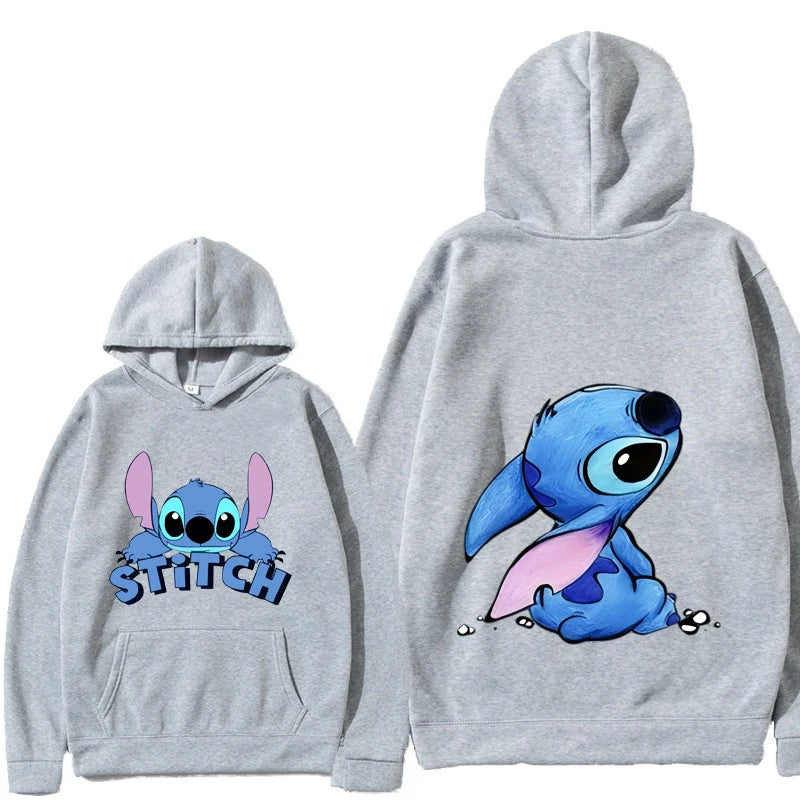 Gray hoodie with cartoon character and 'STITCH' text on a white background