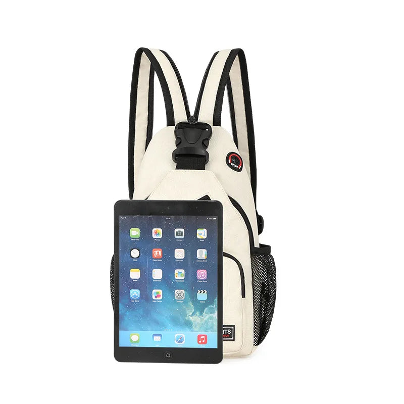 Women Small Backpack Casual Girls Chest Bag with Earphone Hole Travel Backpack Multi-Functional Rucksacks