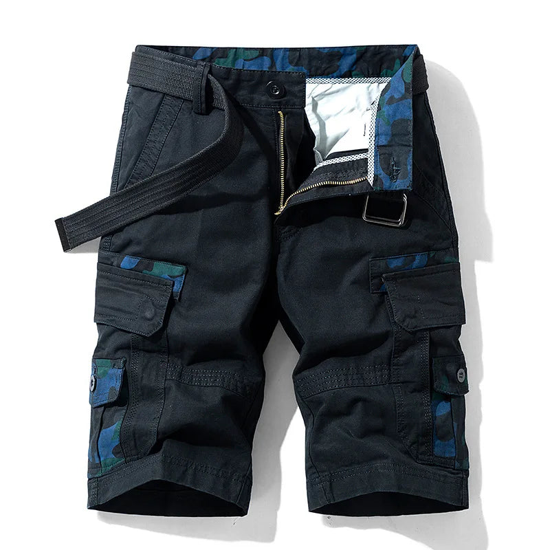 Men 100% Cotton Camouflage Cargo Shorts New Summer Jogger Casual Shorts Pants Quality Male Straight Knee Length Tooling Shorts