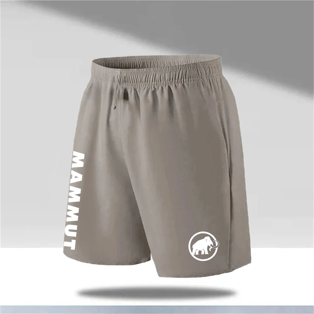 2025 3D printed outdoor hiking running men’s shorts, breathable drawstring waist sports fitness quick-drying motorcycle shorts beige