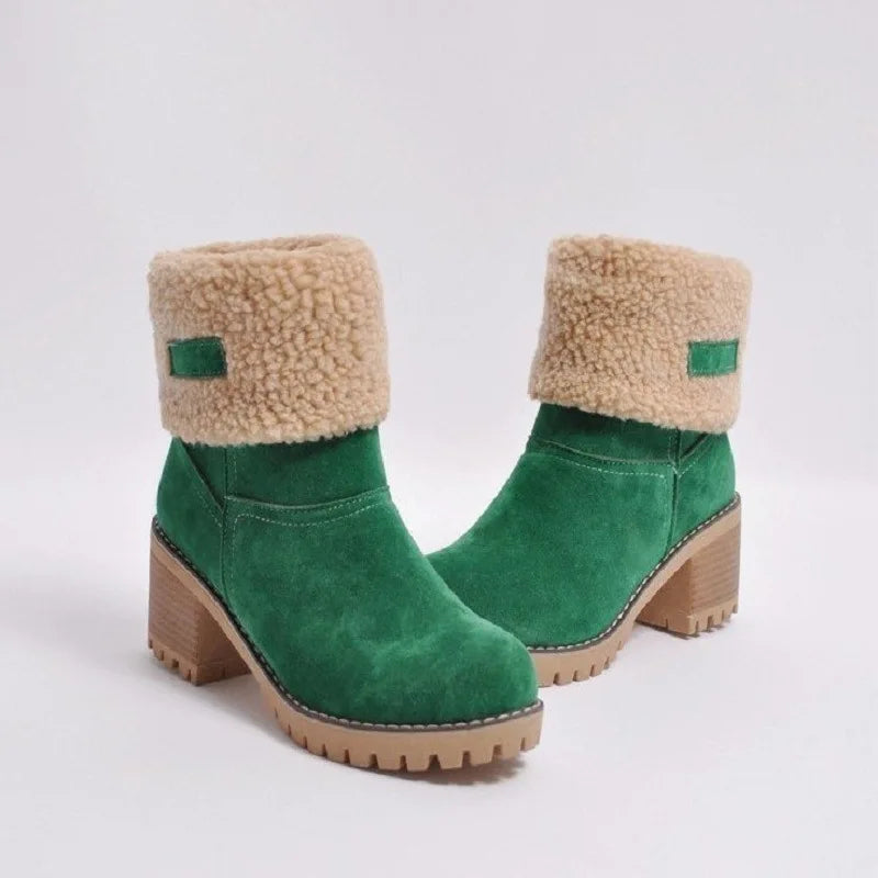 Women Winter Fur Warm Snow Boots - 5. green