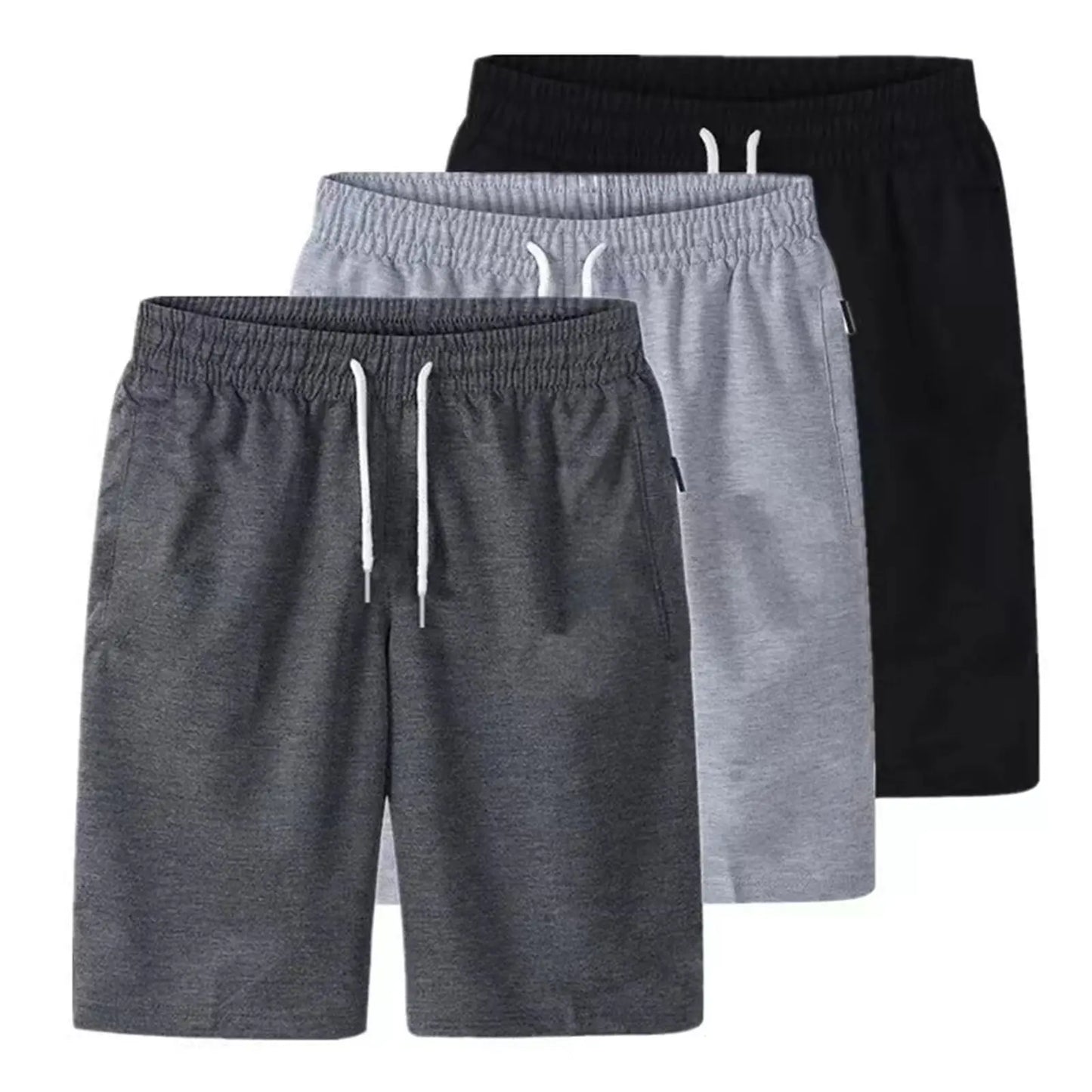 Men's lightweight drawstring beach shorts with zippered pockets – summer casual wear - 3 colors