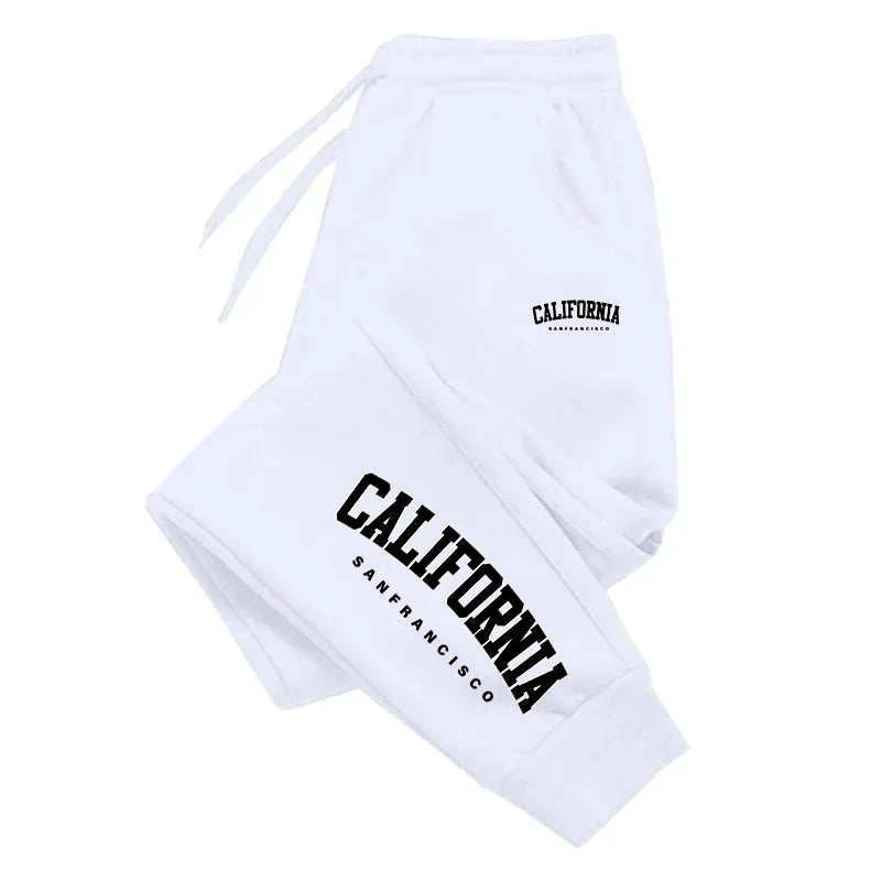 2024 men’s jogging sweatpants in dark color for casual daily sportswear white