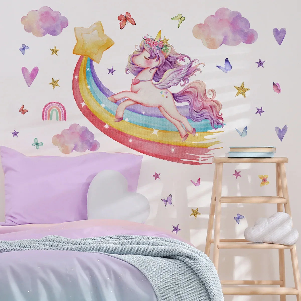 Unicorn Wall Stickers for Children's Room Pony Wallpaper for Bedroom or Playroom