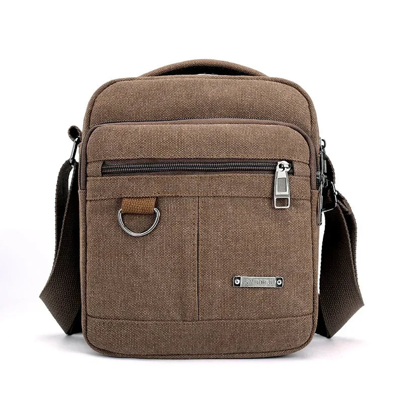 Fashion Mens Canvas Bag Casual Handbag - Coffee