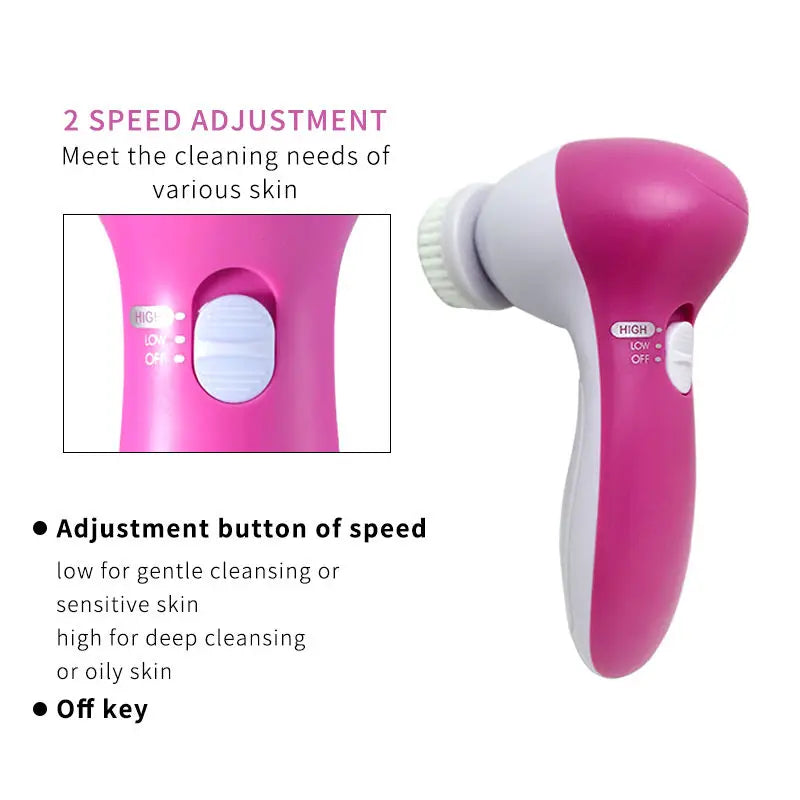 Electric Facial Cleaner 5 IN 1 Brush - 2 speed