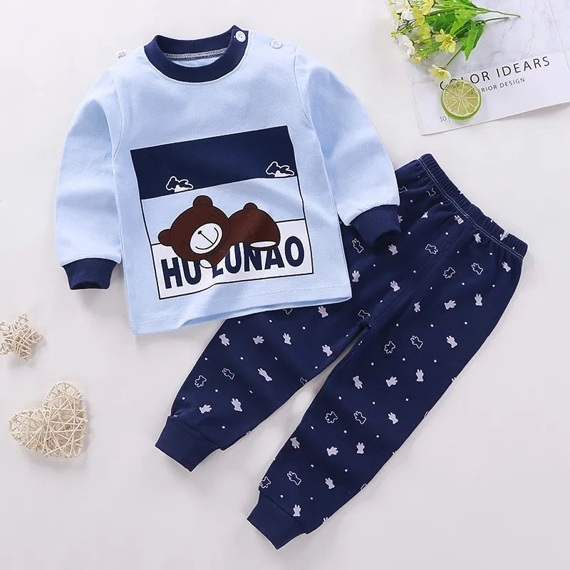 cozy and cute children’s home wear clothing set blue