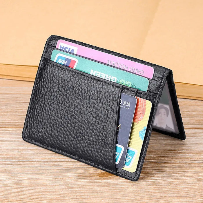 YUECIMIE slim genuine leather card holder wallet for men  - black