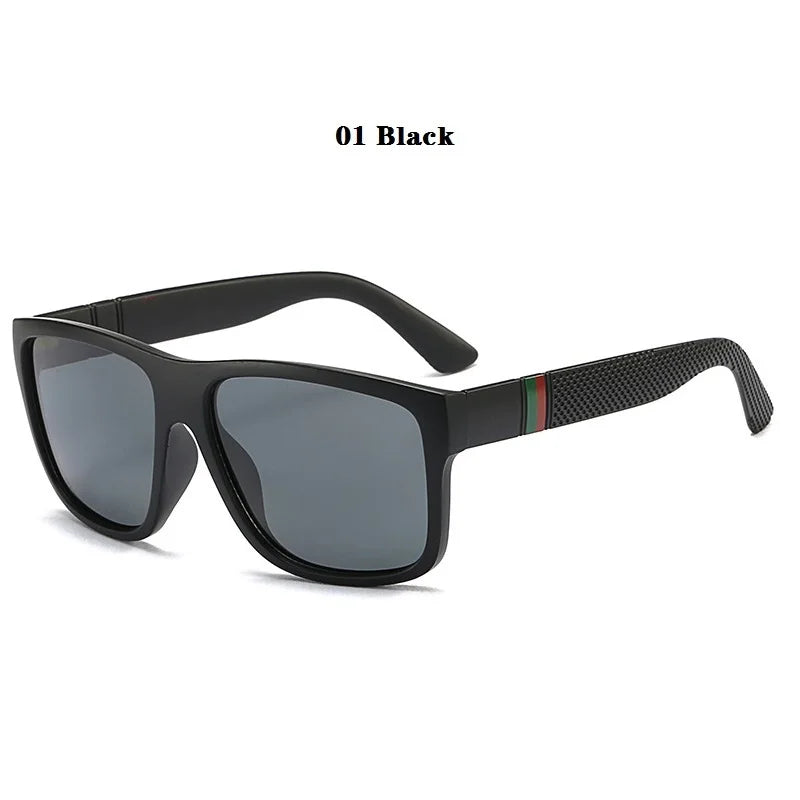 Oversized polarized UV400 sunglasses with big square frames for men and women - black D