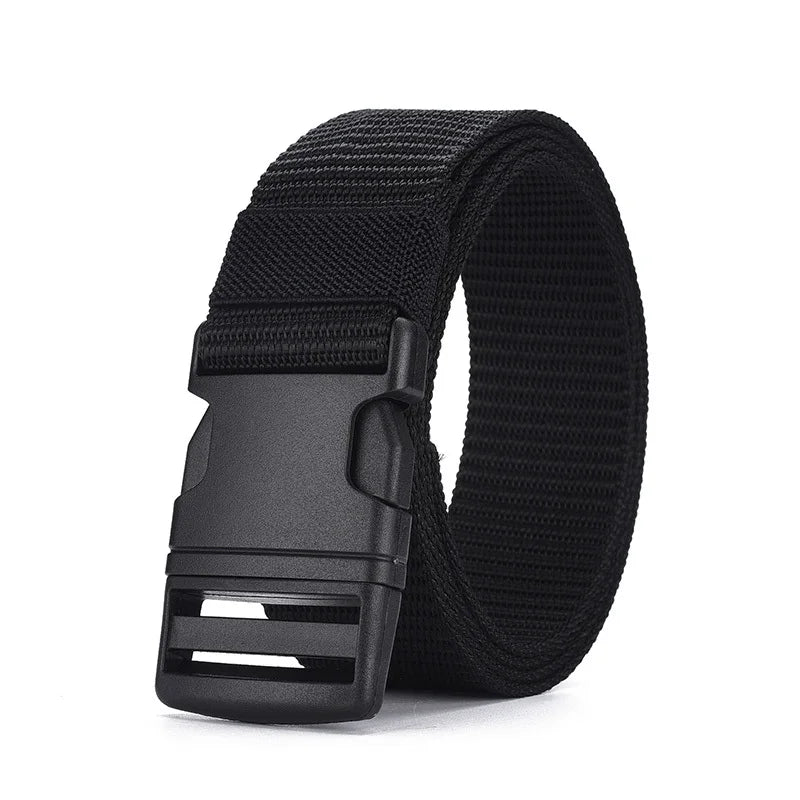 Men’s imitation nylon tactical belt with plastic buckle for outdoor work - black