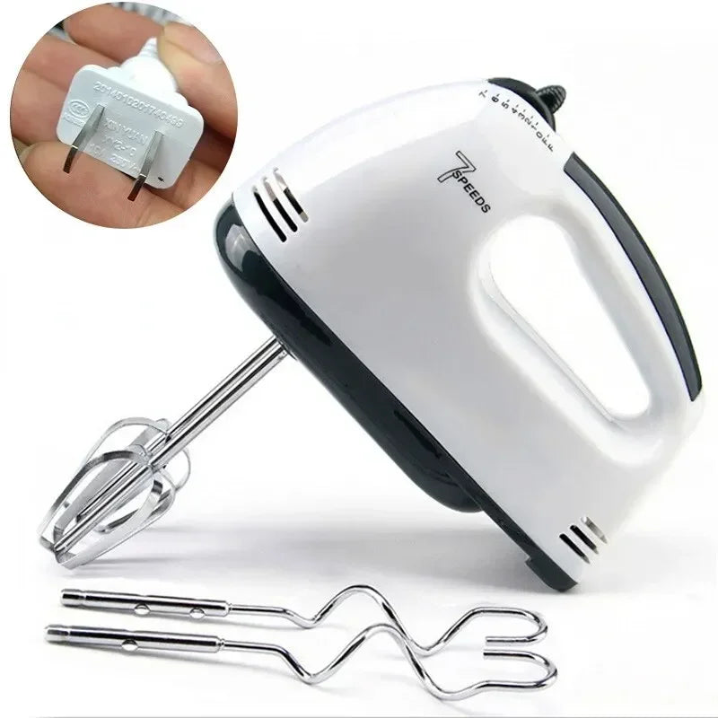 White hand mixer with attachments on a white background, featuring the brand 'Fetco'.