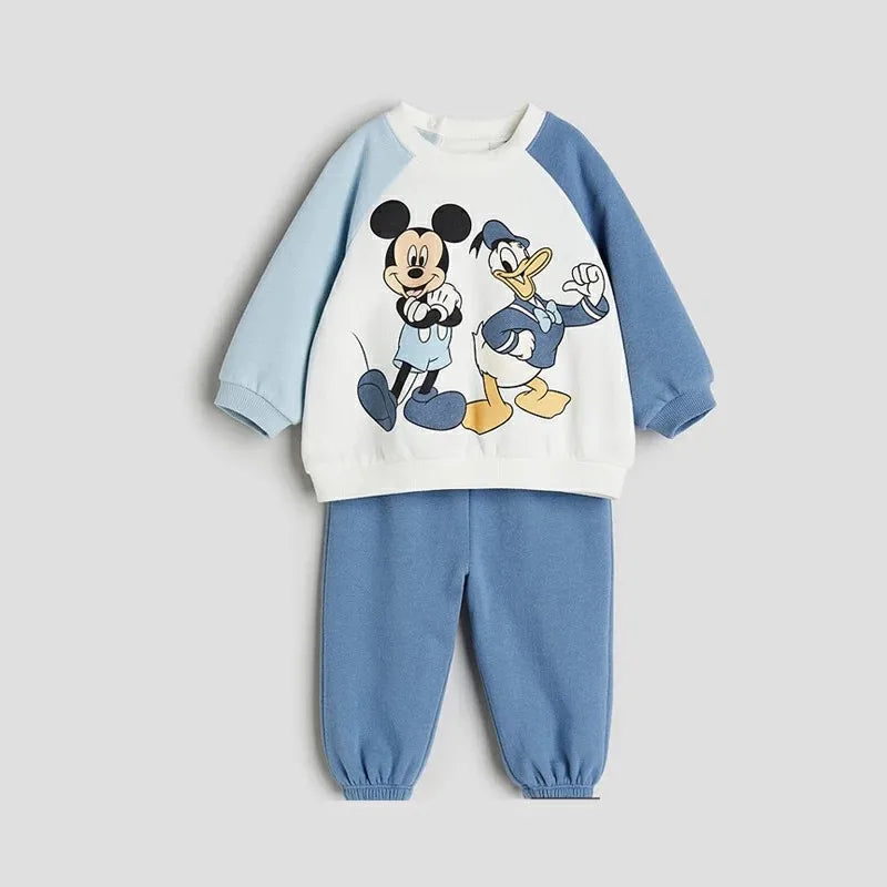 Children’s autumn tracksuit set with long-sleeved pullover hoodie and sweatpants – lightweight and stylish kids’ outfit D Blue