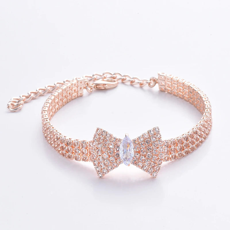 Pet Accessories Zircon Bow - pink