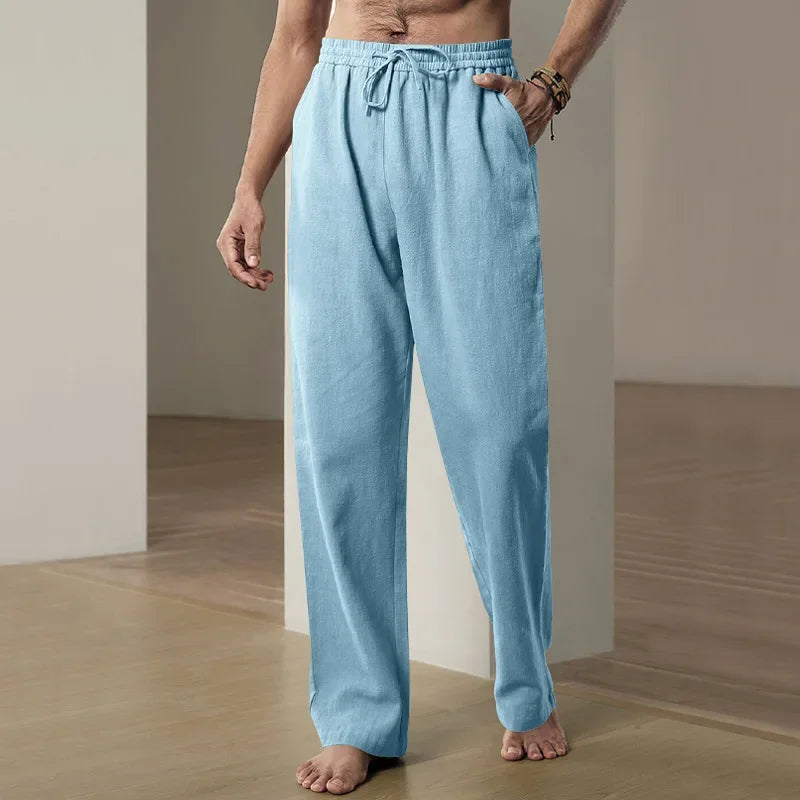 Men's Wide Pants Cotton Lightweight - light blue