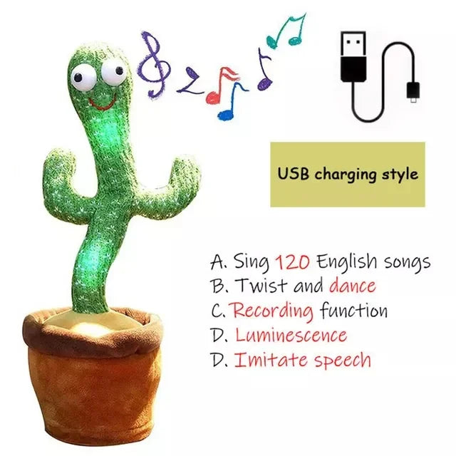 A talking cactus toy - 4 languages usb charging