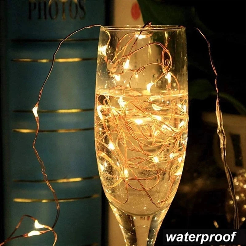 Led Strings Copper Wire 3XAA Battery Operated Christmas Wedding Party Decoration 2M 5M 10M 100LED String Fairy Lights