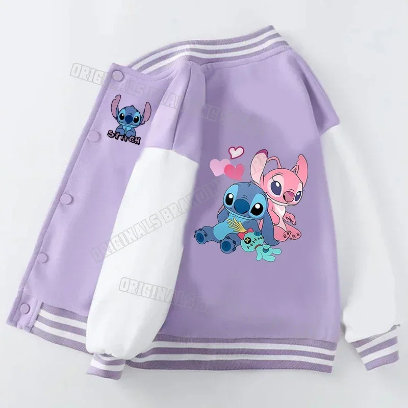 Purple jacket with cartoon character design on a white background