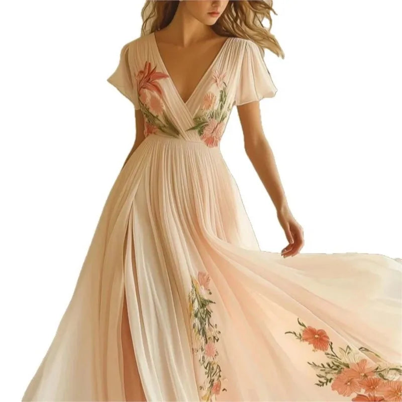 Floral dress with a white background
