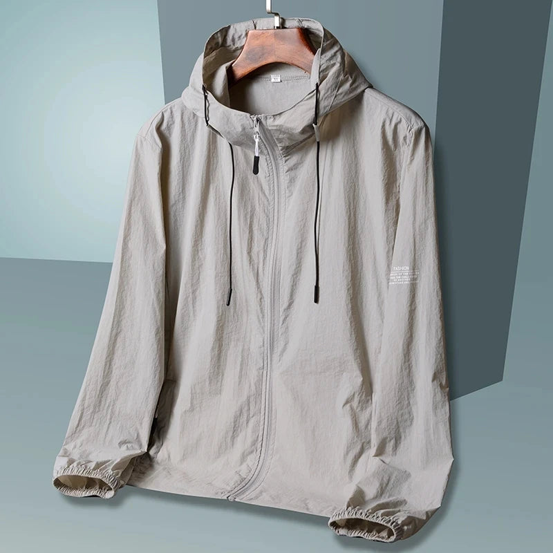 2023 summer hooded quick-dry windbreaker jacket for men and women with UV protection - Khaki