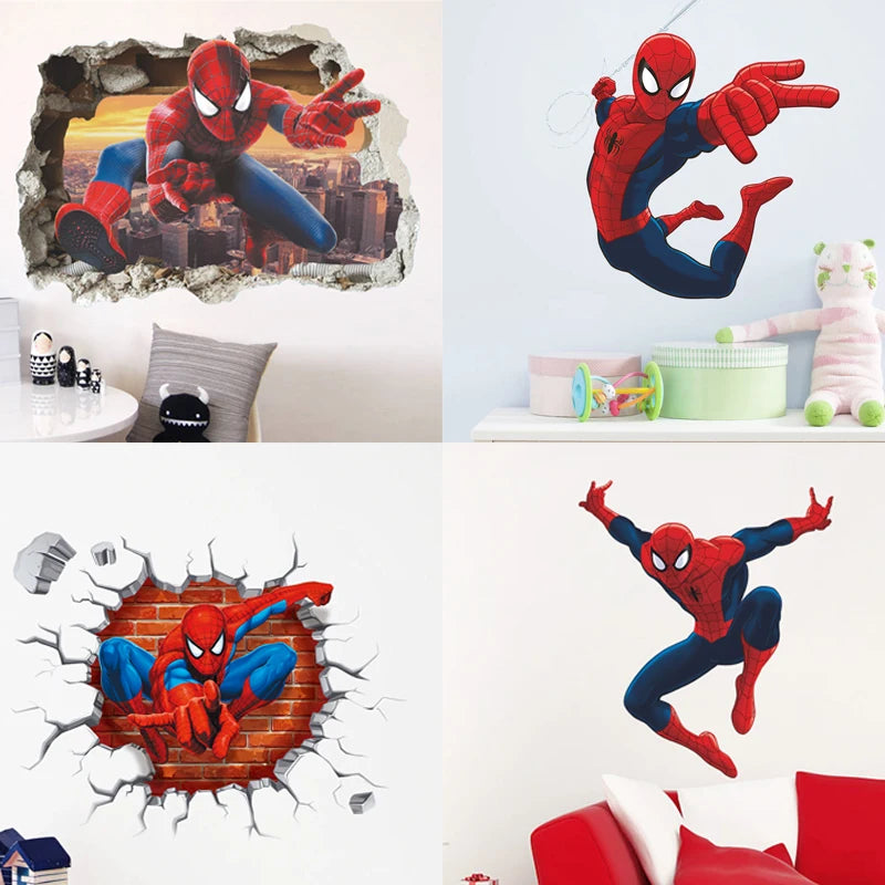 Spider-Man wall stickers in various poses on a white background