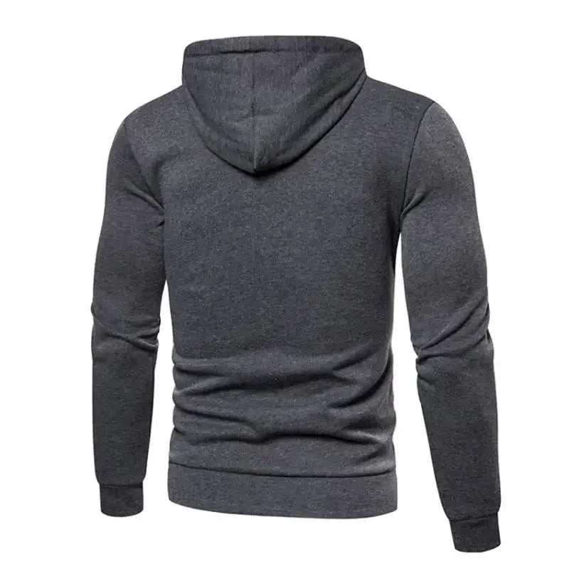 Gray hoodie shown from the back on a white background