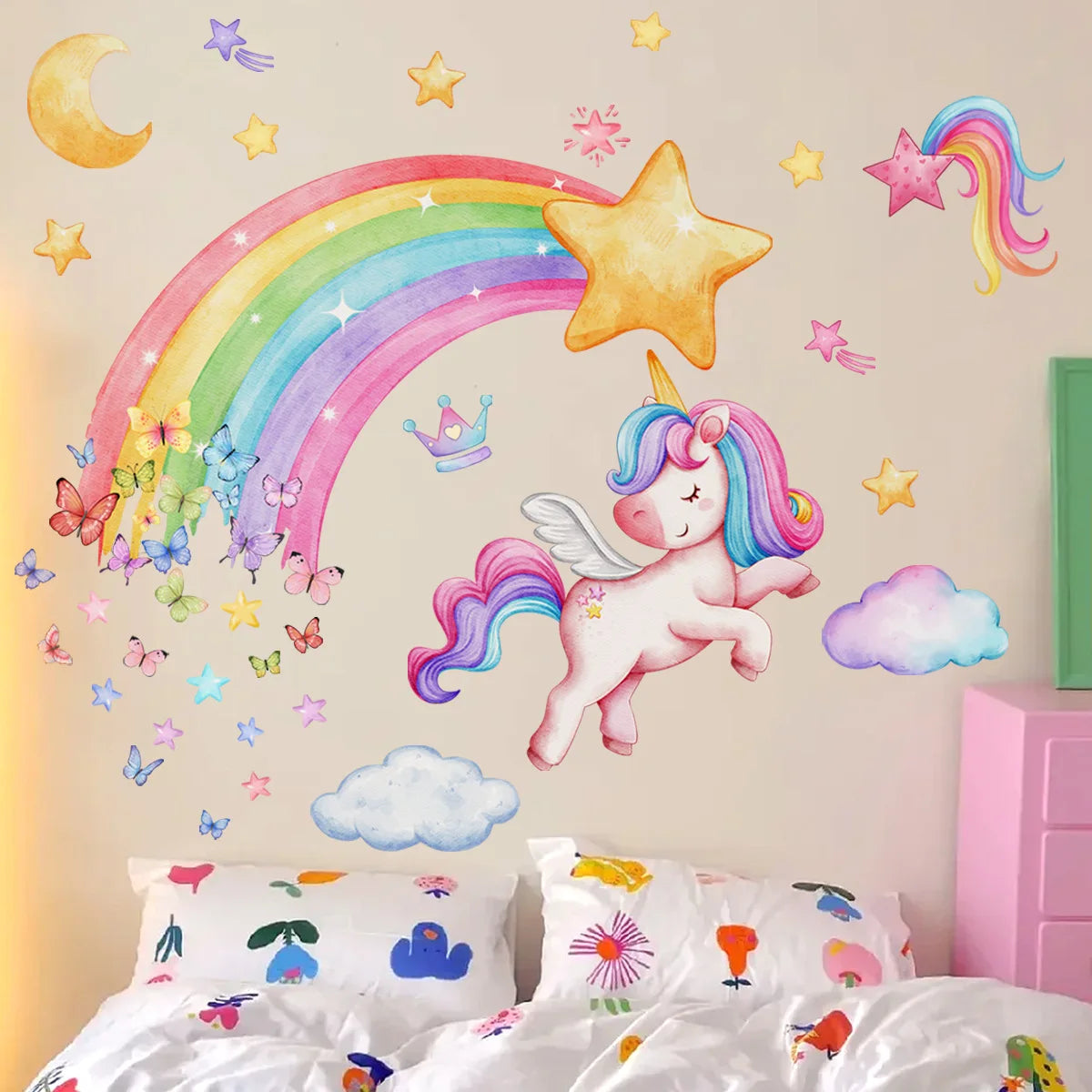 Unicorn Wall Stickers for Children's Room Pony Wallpaper for Bedroom or Playroom