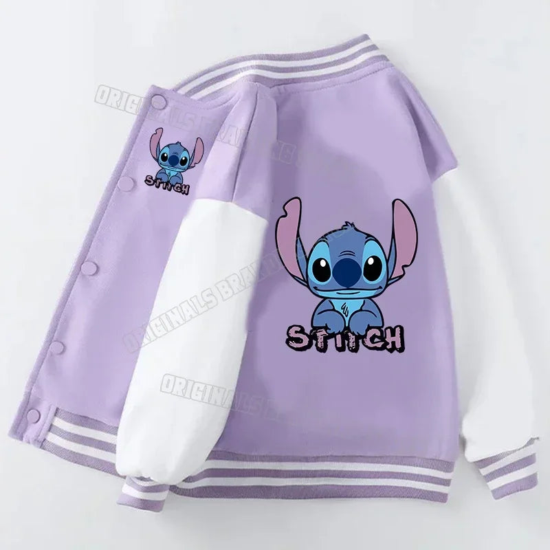 Purple jacket with cartoon character design on a white background