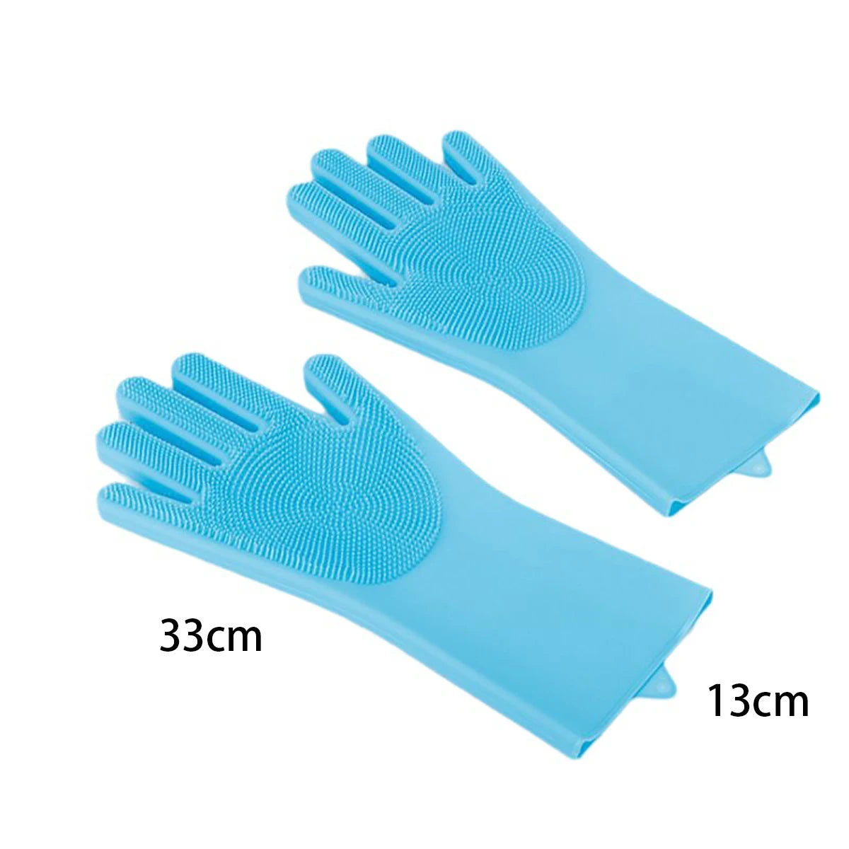 Pair of blue gloves with textured surface on a white background