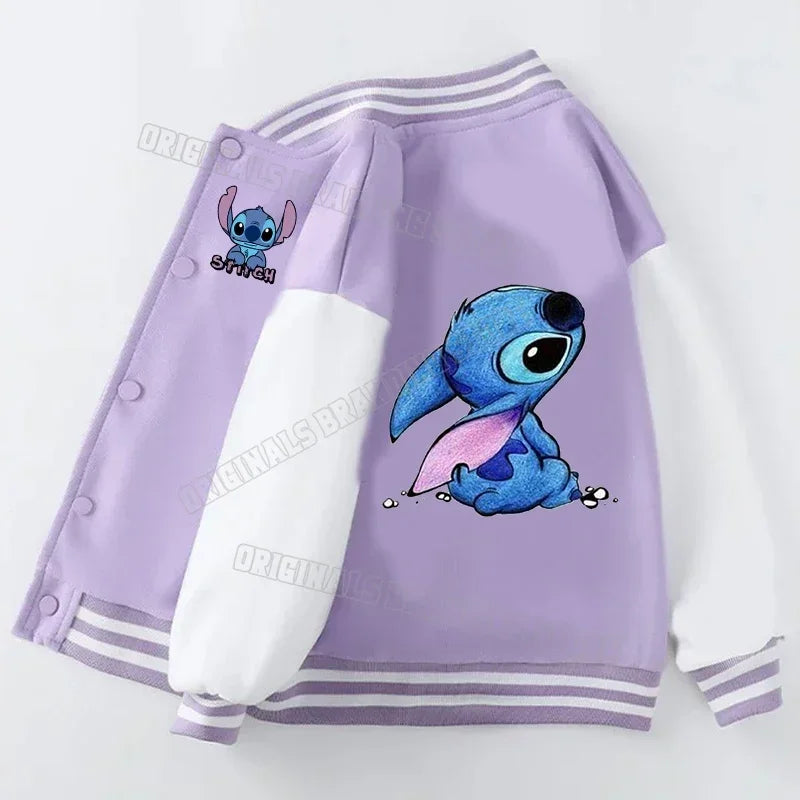 Purple jacket with cartoon character design on a white background