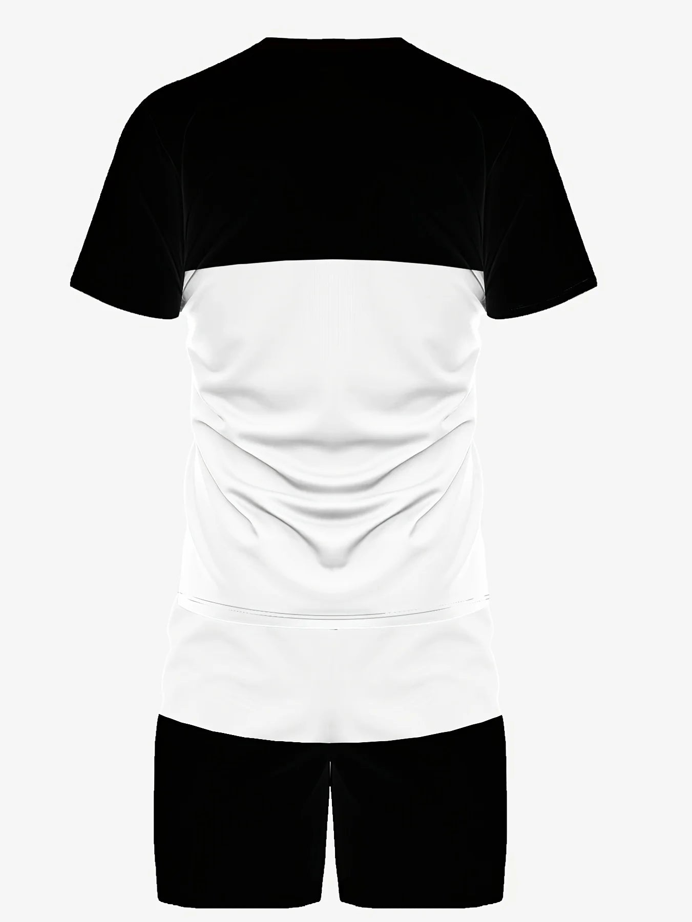 Men's Sports T-Shirt and Shorts Set -black and white back