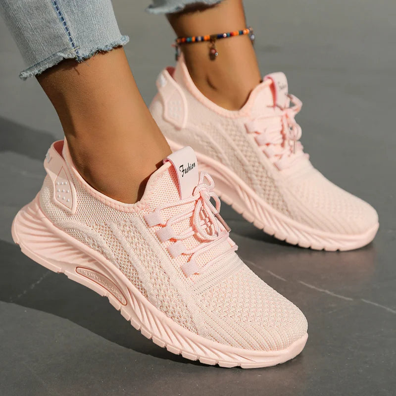 2025 fly weaving women’s fashion sneakers – breathable casual sports shoes pink 4