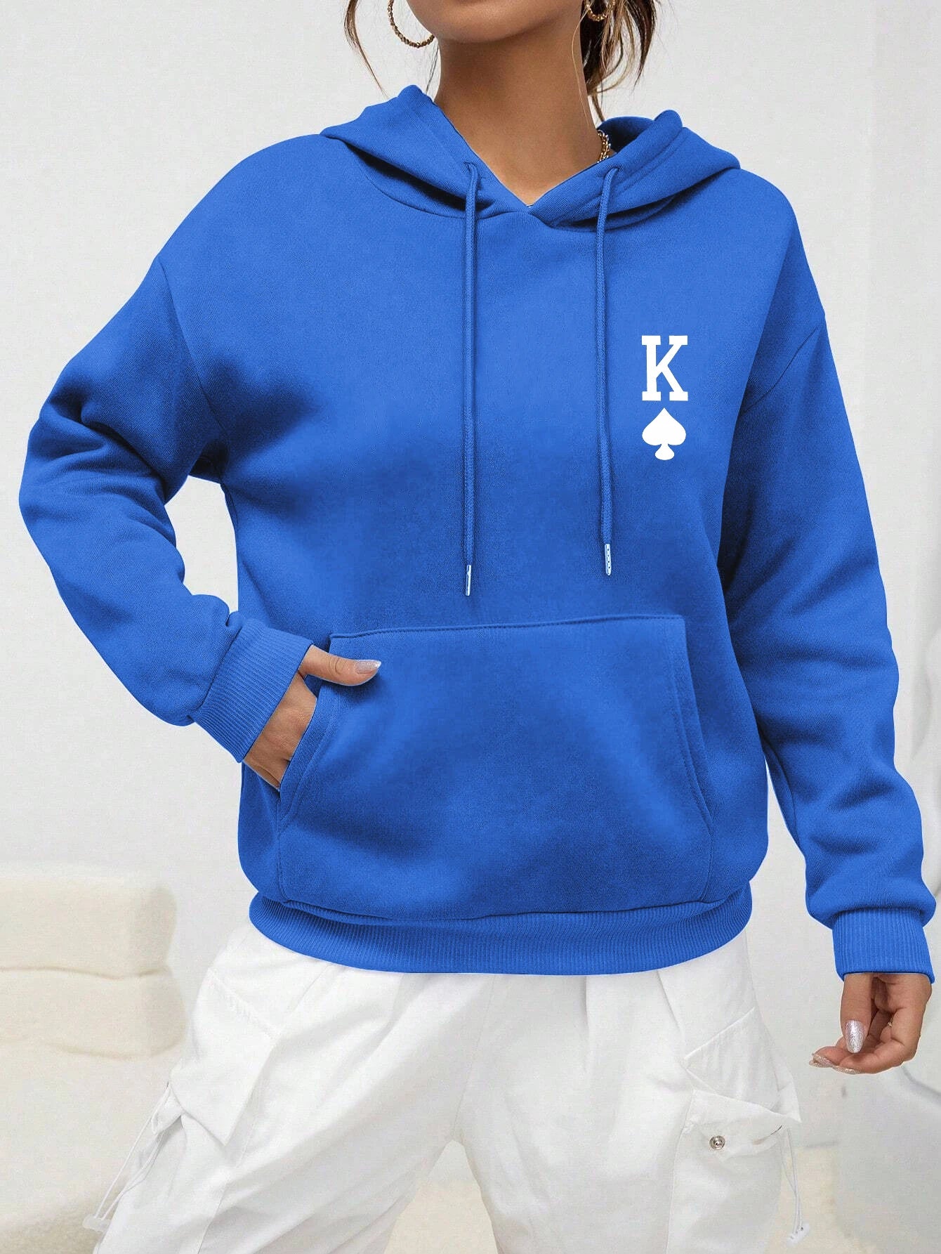 Poker K Simple Printed Hoodie - 10. blue