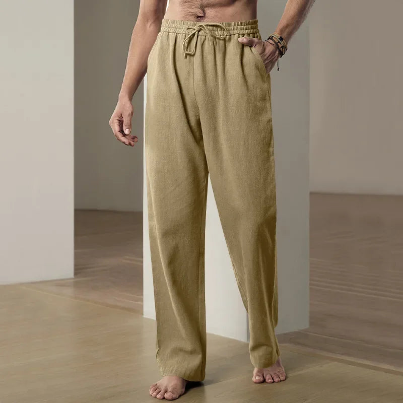 Men's Wide Pants Cotton Lightweight - Khaki