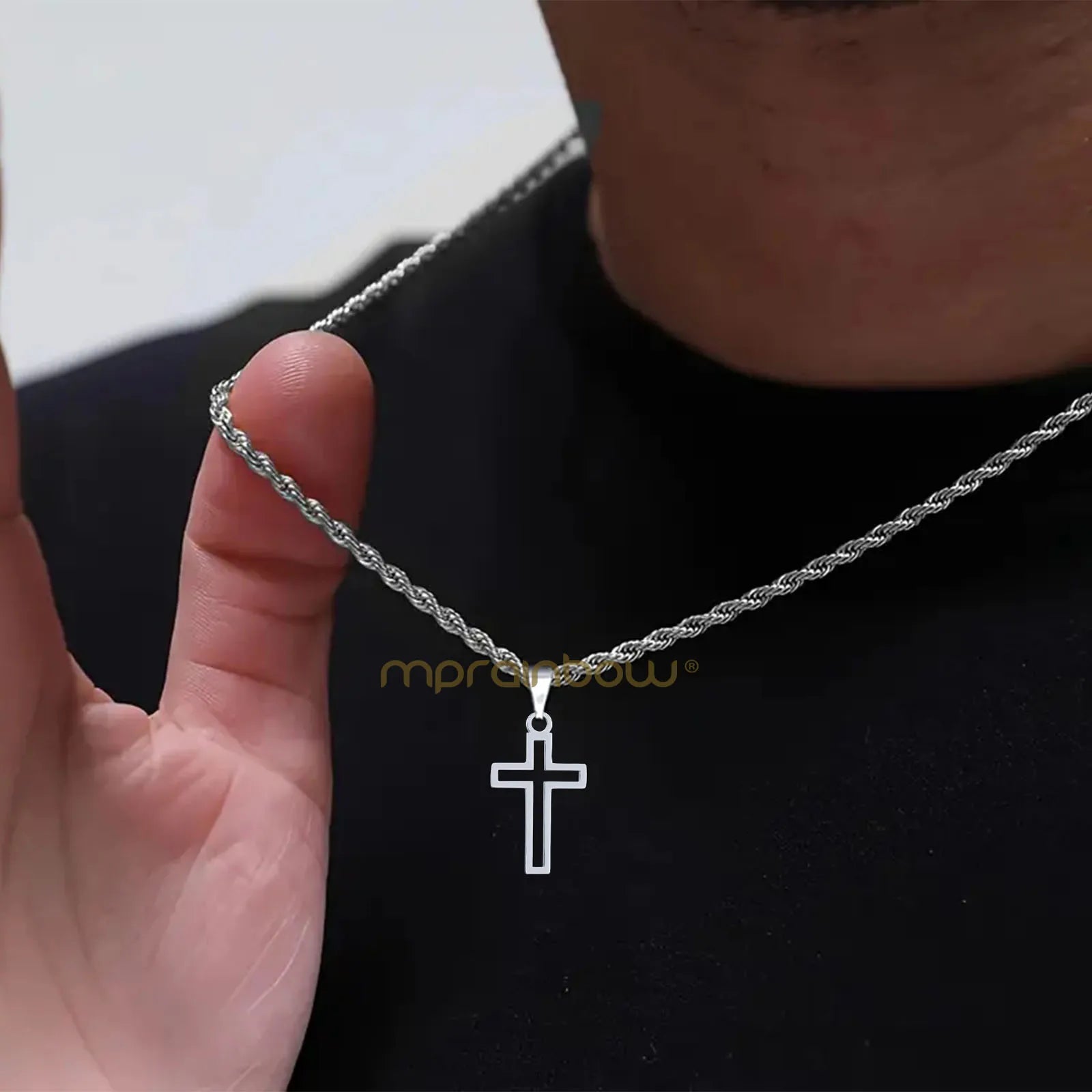 Mens Cutout Cross Necklaces. - single