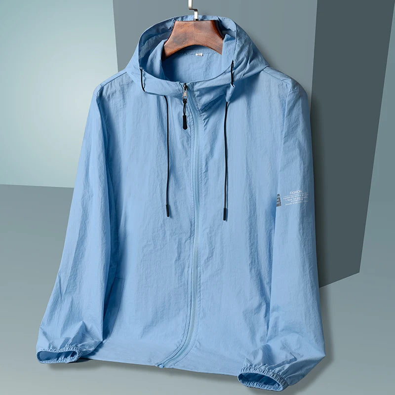 2023 summer hooded quick-dry windbreaker jacket for men and women with UV protection - blue3