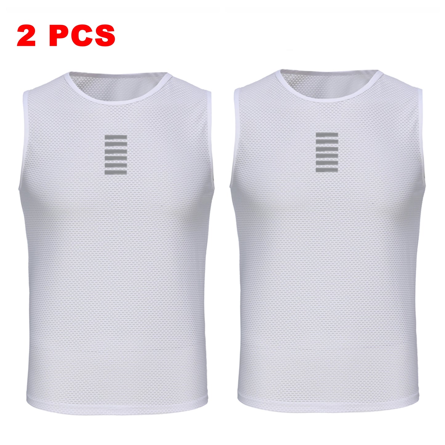 Set of two Rsantce 2024 men’s summer cycling undershirts designed with breathable mesh fabric white no sleeves