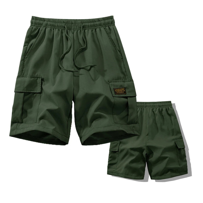 Men’s summer drawstring cargo shorts with flap pockets relaxed athletic fit