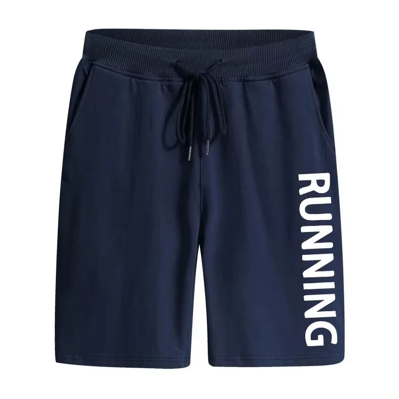 Moto men’s running sports shorts, high-quality summer soft cool knee-length pants, classic male gym fitness jogging shorts blue