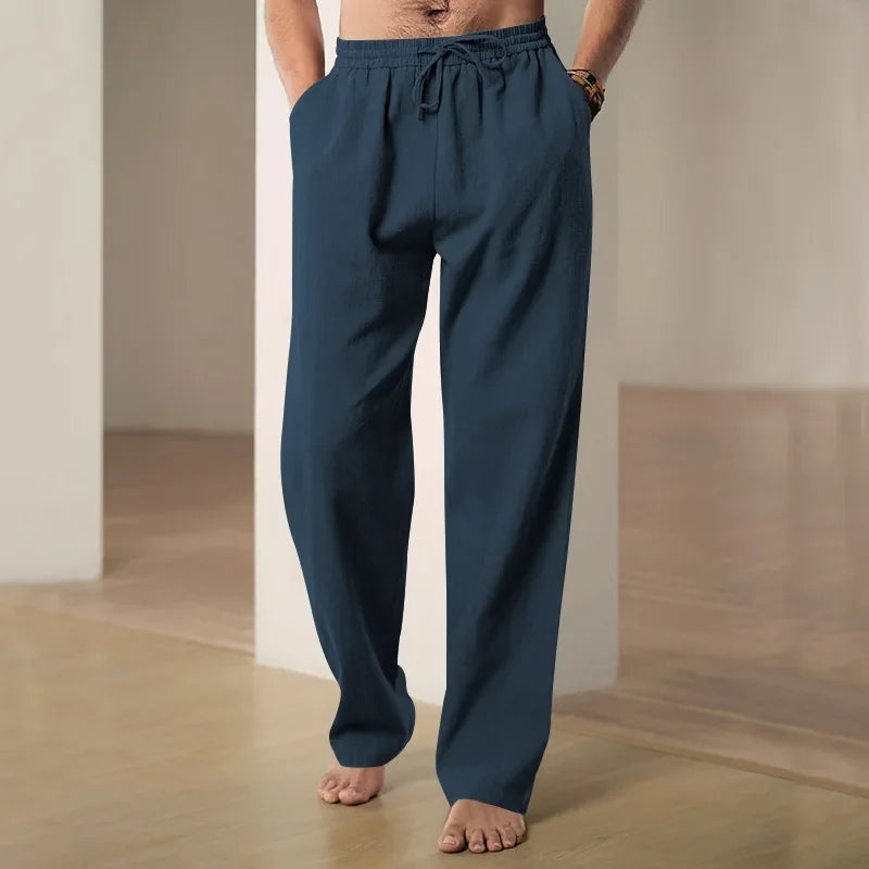 Men's Wide Pants Cotton Lightweight - navy