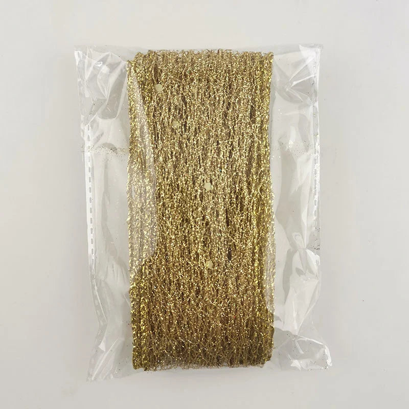 2-meter roll of 50mm shiny gold hollow-out ribbon pack