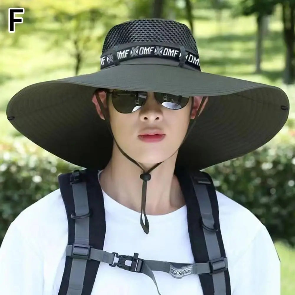 Summer large sun hat for men and women with breathable mesh and UV protection - green 6