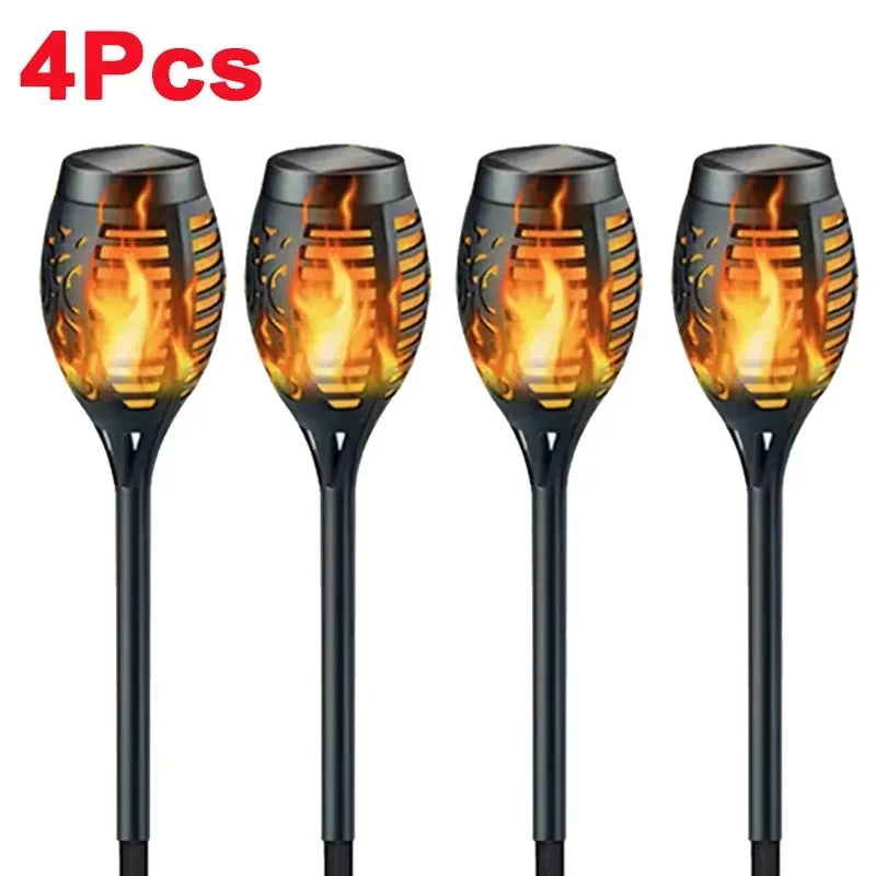 Waterproof solar flame torch lights for garden, patio, and path decoration. - 6 pcs