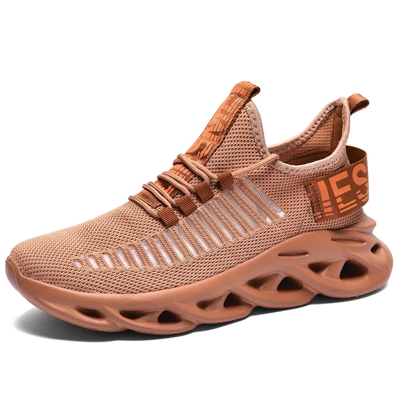 Men and women’s breathable mesh running sneakers – casual tennis sports shoes brown 7